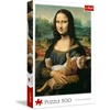 image:imageTrefl Mona Lisa and purring Kitty 500 Piece Jigsaw Puzzle Red 19x13 Print DIY Puzzle Creative Fun Classic Jigsaw for Adults and Children from 10 Years Old