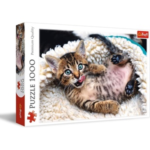 image:imageTrefl Cheerful Kitten 1000 Piece Jigsaw Puzzle Red 27x19 Print DIY Creative Fun Classic Puzzle for Adults and Children from 14 Years Old