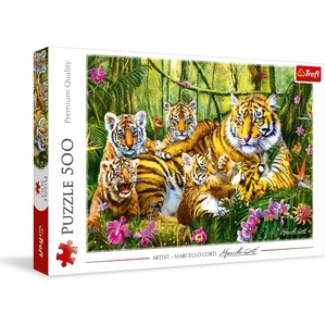 image:imageTrefl Family of Tigers 500 Piece Jigsaw Puzzle Red 19x13 Print DIY Puzzle Creative Fun Classic Jigsaw for Adults and Children from 10 Years Old