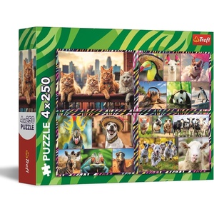 image:imageTrefl Funny Animals 4x250 Piece Jigsaw Puzzle 133x94 Print DIY Puzzle Creative Fun Classic Jigsaw for Adults and Children from 14 Years Old