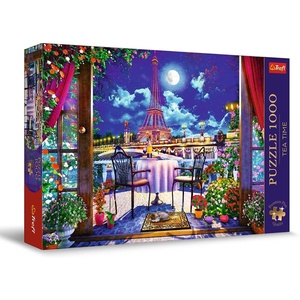 image:imageTrefl Premium Plus Quality  Puzzle Tea Time Paris in the Moonlight  1000 Pieces Series of Painted Nostalgic Images Perfect Piece Fit for Adults and Children from 14 Years