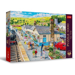 image:imageTrefl The Village Station 1000 Jigsaw Puzzle Premium Plus Tea Time 27x19 A Series of Painted Nostalgic Pictures Perfect Matching of Elements for Adults and Children from 14 Years Old