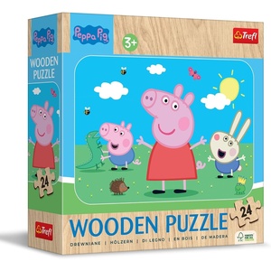 image:imageTrefl  Wooden Puzzle Peppa Pig Meet Cute Peppa  24 Elements Wooden Puzzle Rounded Edge Decorative Pattern on The Reverse for Children from 3 Years Old