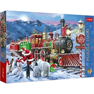 image:imageTrefl Christmas Train 1000 Jigsaw Puzzle Premium Plus Tea Time 27x19 A Series of Painted Nostalgic Pictures Perfect Matching of Elements for Adults and Children from 14 Years Old