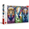 image:imageTrefl  Stained Glass Animals  Puzzle 1000 Elements  A Puzzle Depicting a Beautiful Stained Glass Window with Exotic Animals for Adults and Children Over 14 Years Old