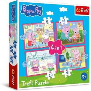 image:imageTrefl  Peppa Pig Peppa Loves Adventures  4in1 Puzzle 4 Puzzles 12 to 24 Pieces  Various Difficulty Levels Colourful Puzzles with Cartoon Characters Fun for Children Aged 3