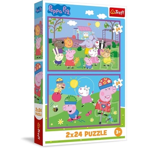 image:imageTrefl  Puzzle 2in1 Peppa Pig Peppa in the Playground  2 x 24 Pieces Set of Two Jigsaw Puzzles for Kids Aged 3 and Older