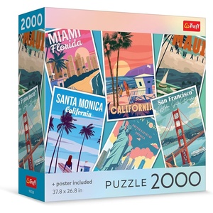 image:imageTrefl  Square Box  Journey Through the USA 2000 Piece Jigsaw Puzzle 38x27 Print DIY Puzzle Creative Fun Classic Jigsaw for Adults and Children from 14 Years Old