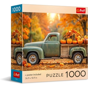 image:imageTrefl  Square Box Autumn Truck  1000 Piece Jigsaw Puzzle 27x19 Print DIY Puzzle Creative Fun Classic Jigsaw for Adults and Children from 14 Years Old