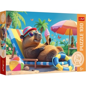 image:imageTrefl  The Treflik Family Capybara Style Relaxation  100 Piece Puzzle  Colourful Puzzles with Animals Creative Entertainment Fun for Kids Aged 5 and up