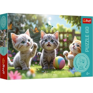 image:imageTrefl  The Treflik Family Three Kittens  Puzzle 60 Elements  Colorful Puzzles with Kittens Entertainment Fun for Kids 4 and up