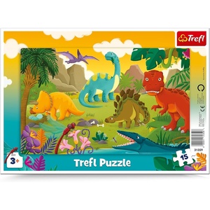 image:imageTrefl 15 Piece Jigsaw Puzzle Frame Dinosaurs Print DIY Puzzle Creative Fun Classic Puzzle for Adults and Children from 3 Years Old