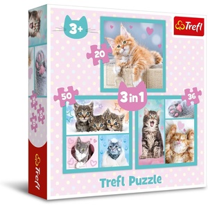 image:imageTrefl 3in1 Jigsaw Puzzle Sweet Animals Print DIY Puzzle Creative Fun Classic Jigsaw for Adults and Children from 4 Years Old