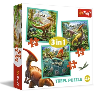 image:imageTrefl 3in1 Jigsaw Puzzle The Extraordinary World of Dinosaur Print DIY Puzzle Creative Fun Classic Jigsaw for Adults and Children from 4 Years Old