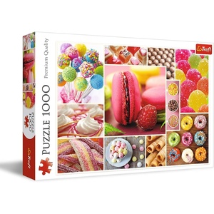 image:imageTrefl Candy  Collage 1000 Jigsaw Red Puzzle 27x19 Print Painted Nostalgic Pictures Perfect Matching of Elements for Adults and Children from 14 Years Old