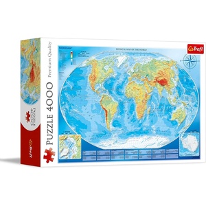 image:imageTrefl Large Physical map of the World 4000 Piece Jigsaw Puzzle Red 54x38 Print DIY Puzzle Creative Fun Classic Puzzle for Adults and Children from 15 Years Old