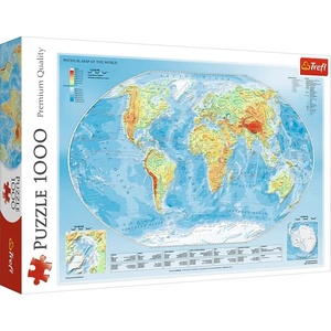 image:imageTrefl Physical map of The World 1000 Piece Jigsaw Puzzle Red 27x19 Print DIY Puzzle Creative Fun Classic Jigsaw for Adults and Children from 14 Years Old