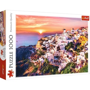 image:imageTrefl Sunset Over Santorini 1000 Piece Jigsaw Puzzle Red 27x19 Print DIY Puzzle Creative Fun Classic Puzzle for Adults and Children from 14 Years Old