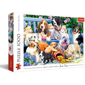 image:imageTrefl Dogs in the Garden 1000 Piece Jigsaw Puzzle Red 27x19 Print DIY Puzzle Creative Fun Classic Jigsaw for Adults and Children from 14 Years Old