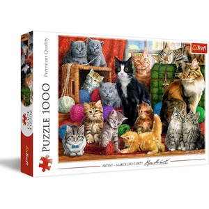 image:imageTrefl Feline Meeting 1000 Piece Jigsaw Puzzle Red 27x19 Print DIY Puzzle Creative Fun Classic Jigsaw for Adults and Children from 14 Years Old