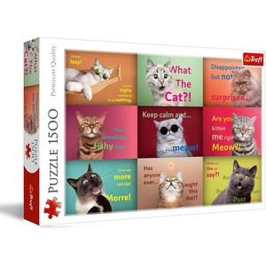 image:imageTrefl Funny Cats Faces 1500 Piece Jigsaw Puzzle Red 33x23 Print DIY Puzzle Creative Fun Classic Jigsaw for Adults and Children from 14 Years Old