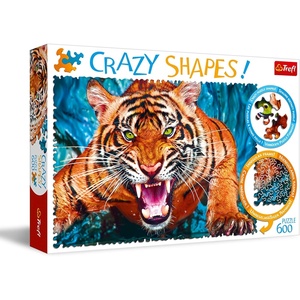 image:imageTrefl Facing a Tiger 600 Piece Jigsaw Puzzle Crazy Shapes Print DIY Puzzle Creative Fun Classic Puzzle for Adults and Children from 10 Years Old