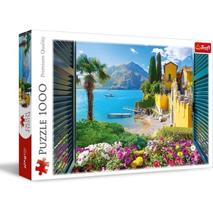 image:imageTrefl  View of Lake Como  Puzzle 1000 Elements  Jigsaw Puzzle Showing a Beautiful View from a Window of the Italian Landscape for Adults and Children Over 14 Years Old
