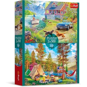 image:imageTrefl Summertime Relax 2x500 Piece Jigsaw Puzzle 19x13 Print DIY Puzzle Creative Fun Classic Jigsaw for Adults and Children from 14 Years Old