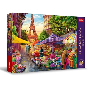 image:imageTrefl Flower Market Paris 1000 Jigsaw Puzzle Premium Plus Tea Time 27x19 Print Painted Nostalgic Pictures Perfect Matching of Elements for Adults and Children from 14 Years Old