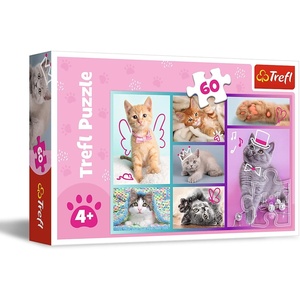 image:imageTrefl Cute Cats 60 Piece Jigsaw Puzzle Red Print DIY Puzzle Creative Fun Classic Jigsaw for Adults and Children from 4 Years Old